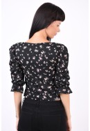Bluza Dama Only Onlblanche 3/4 Black/Flower Detail